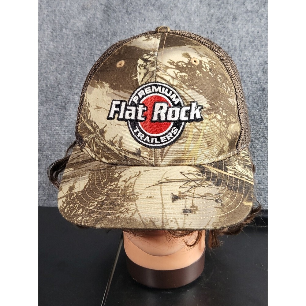 Richardson Flat Rock Trailers Hat Camo Trucker Cap Embroidered Snapback Mesh Bas
